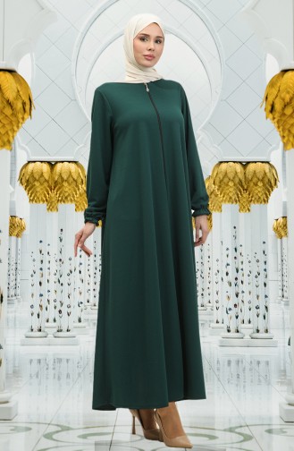 Mevlana Abaya Met Ritssluiting 3085-02 Smaragdgroen 3085-02