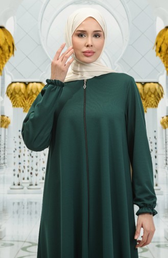 Zippered Mevlana Abaya 3085-02 Emerald Green 3085-02