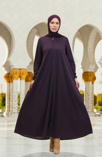 Zippered Mevlana Abaya 3085-03 Plum 3085-03