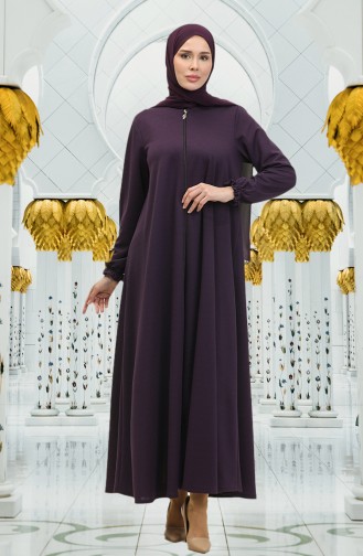 Zippered Mevlana Abaya 3085-03 Plum 3085-03