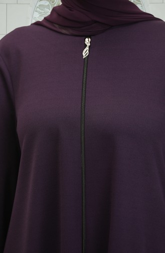 Zippered Mevlana Abaya 3085-03 Plum 3085-03