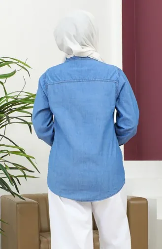 Denim Overhemd Met Knopen 30351-02 Marineblauw 30351-02