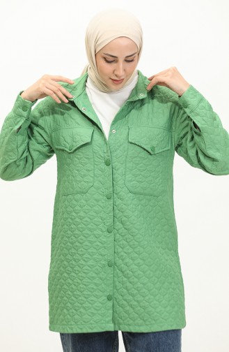 Snap Fastener Quilted Shirt Green K316 367