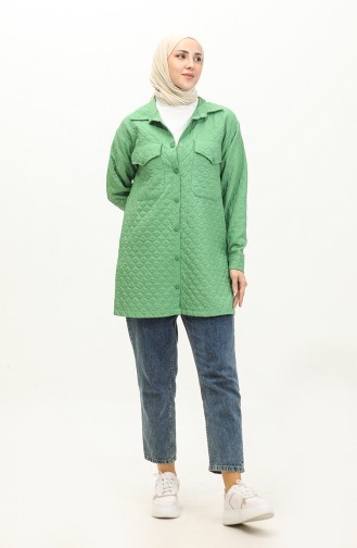 Snap Fastener Quilted Shirt Green K316 367