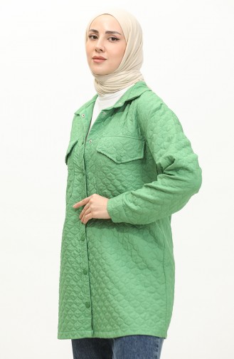 Snap Fastener Quilted Shirt Green K316 367