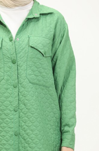 Snap Fastener Quilted Shirt Green K316 367
