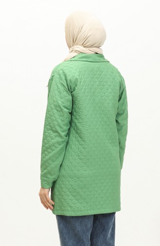 Snap Fastener Quilted Shirt Green K316 367