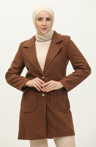 Buttoned Cashmere Coat Brown C57 317