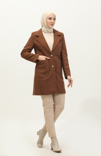 Buttoned Cashmere Coat Brown C57 317