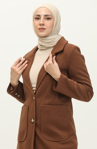 Buttoned Cashmere Coat Brown C57 317