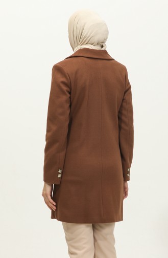Buttoned Cashmere Coat Brown C57 317