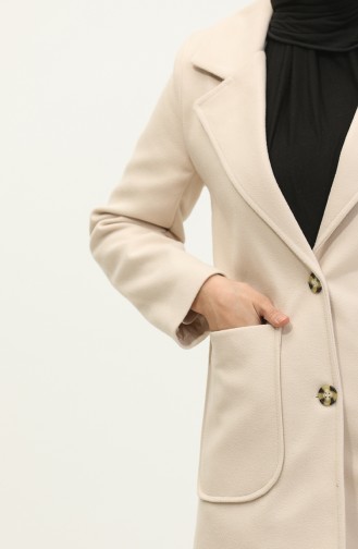 Manteau Cachemire Boutonné Beige C57 318