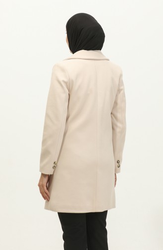 Manteau Cachemire Boutonné Beige C57 318