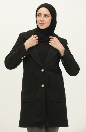 Buttoned Cashmere Coat Black C57 320