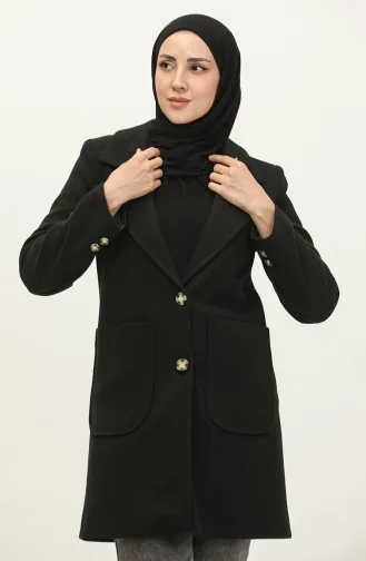 Buttoned Cashmere Coat Black C57 320
