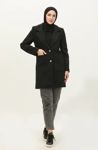 Buttoned Cashmere Coat Black C57 320