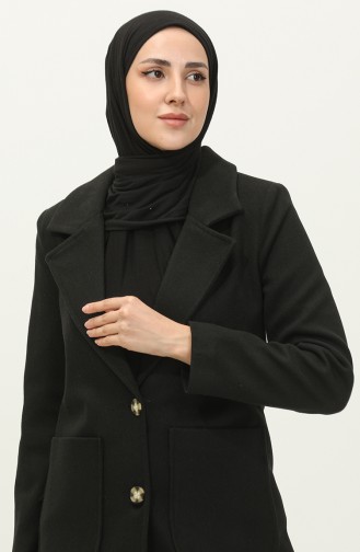 Manteau Boutonné En Cachemire Noir C57 320