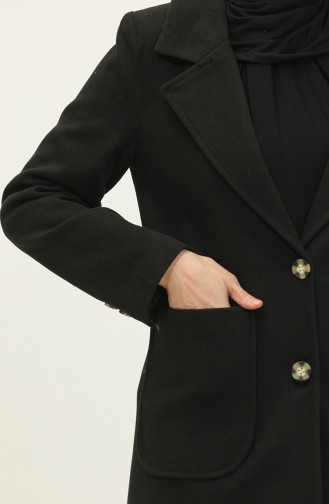 Manteau Boutonné En Cachemire Noir C57 320