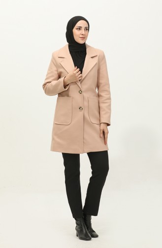 Buttoned Cashmere Coat Brown C57 321