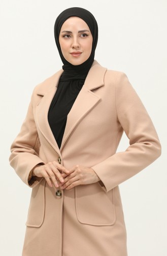 Manteau Boutonné Cachemire Marron C57 321