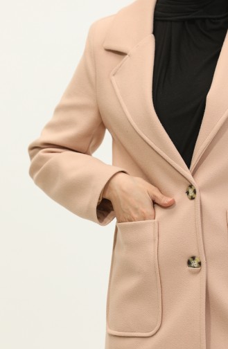 Manteau Boutonné Cachemire Marron C57 321