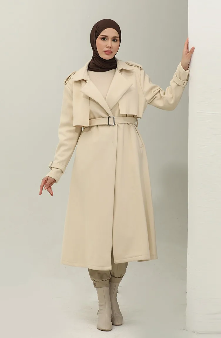 Manteau Tampon Épaulette Crème K318 485
