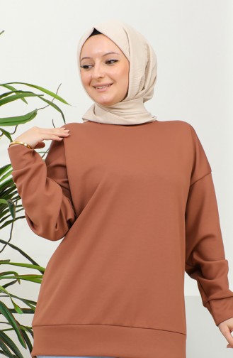 Düz Spor Sweatshirt 2022-04 Camel