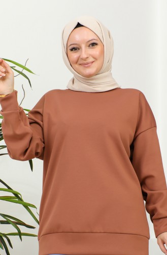 Düz Spor Sweatshirt 2022-04 Camel