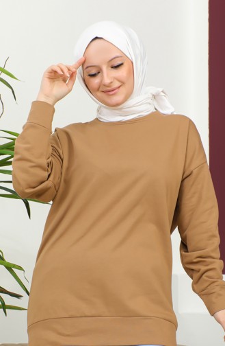 Düz Spor Sweatshirt 2022-07 Vizon