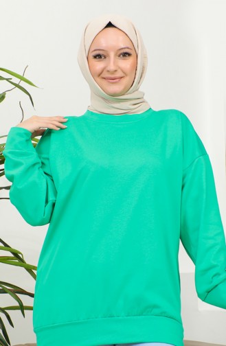 Düz Spor Sweatshirt 2022-08 Yeşil