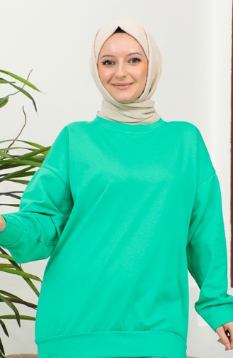 Düz Spor Sweatshirt 2022-08 Yeşil