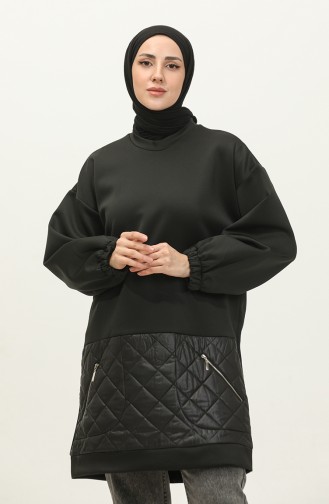 Kapitone Sweatshirt Siyah T1599