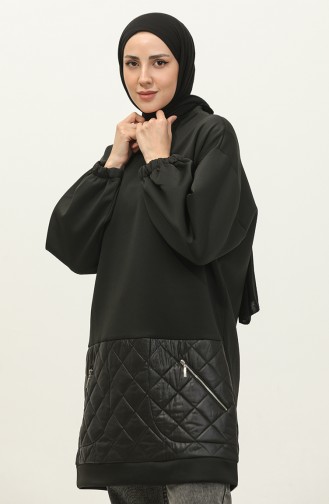Kapitone Sweatshirt Siyah T1599