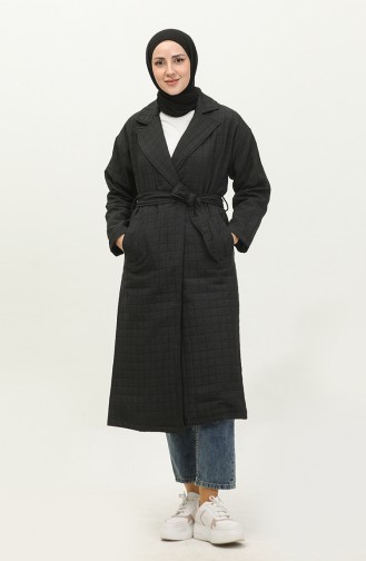 Knitted Quilted Trench Coat Black K329 501