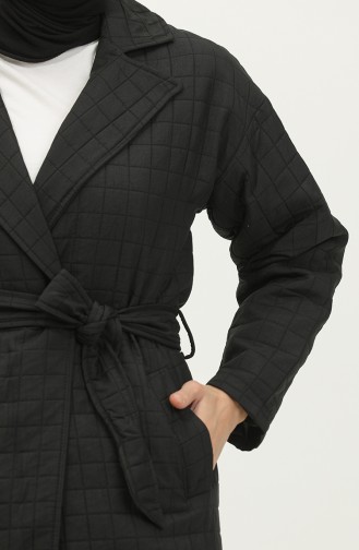 Gebreide Gewatteerde Trenchcoat Zwart K329 501