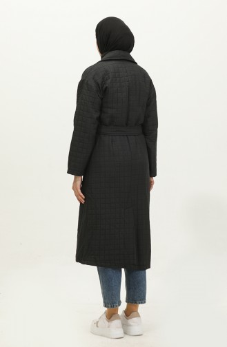Knitted Quilted Trench Coat Black K329 501