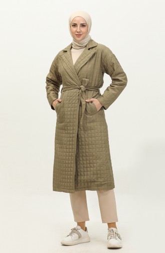 Knitted Quilted Trench Coat Green K329 502