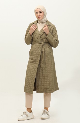 Knitted Quilted Trench Coat Green K329 502