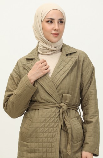 Knitted Quilted Trench Coat Green K329 502