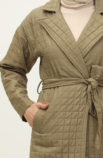 Knitted Quilted Trench Coat Green K329 502