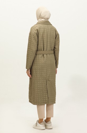 Knitted Quilted Trench Coat Green K329 502