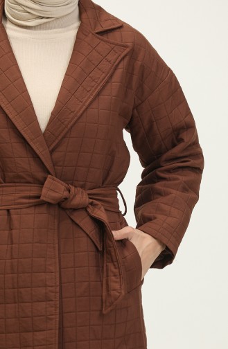 Gebreide Gewatteerde Trenchcoat Bruin K329 504