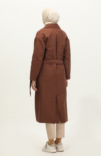 Gebreide Gewatteerde Trenchcoat Bruin K329 504