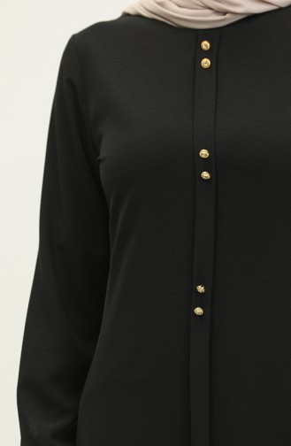Buttoned Long Tunic 1011-01 Black 1011-01