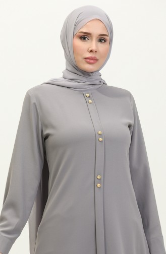 Buttoned Long Tunic 1011-02 Gray 1011-02