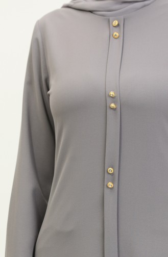 Buttoned Long Tunic 1011-02 Gray 1011-02