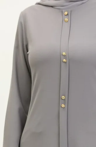 Tunique Longue Boutonnée 1011-02 Gris 1011-02
