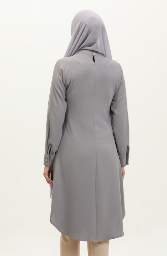 Buttoned Long Tunic 1011-02 Gray 1011-02