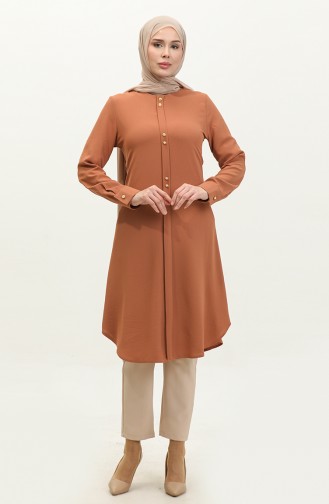 Buttoned Long Tunic 1011-04 Tan 1011-04