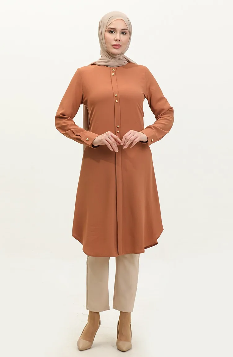 Tunique Longue Boutonnée 1011-04 Tan 1011-04